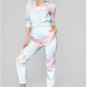 NWT Reflective color block windbreaker + jogger tracksuit set